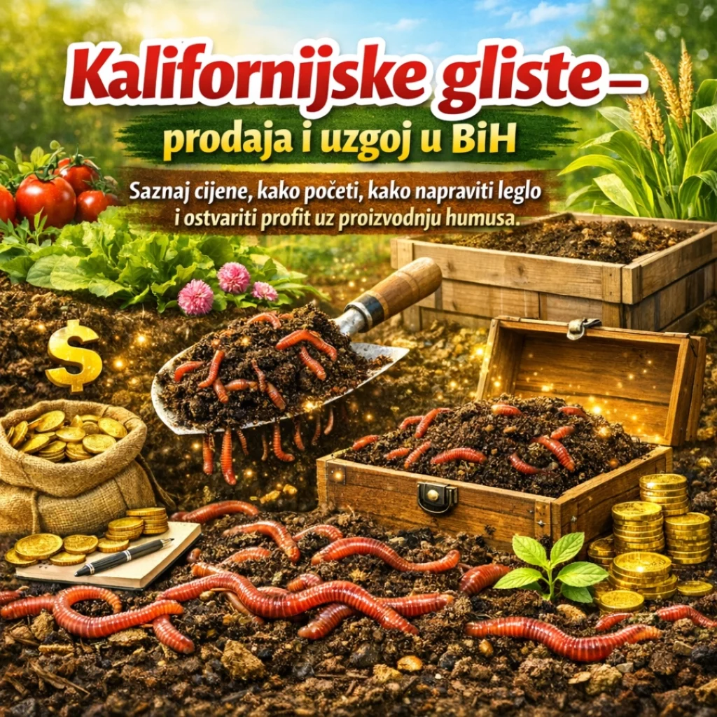 Kalifornijske gliste – prodaja i uzgoj u BiH. Saznaj cijene, kako početi, kako napraviti leglo i ostvariti profit uz proizvodnju humusa