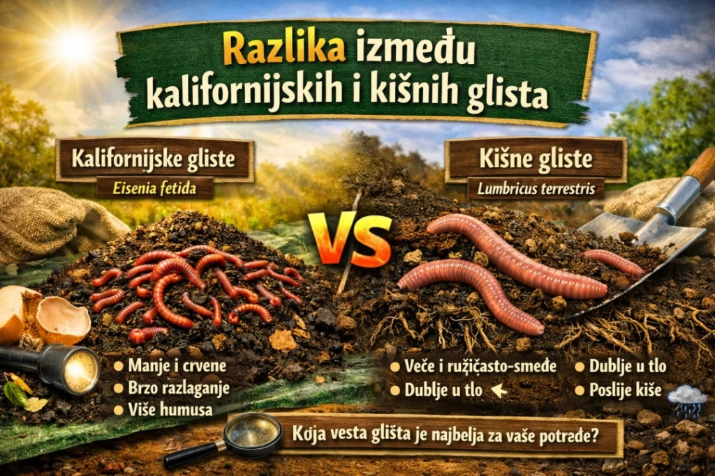 Razlike između kalifornijskih i kišnih glista